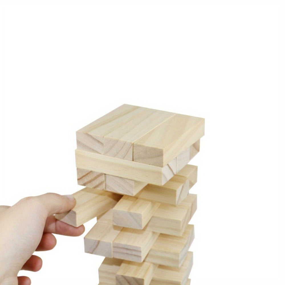 48-piece family fun wooden stacking blocks game