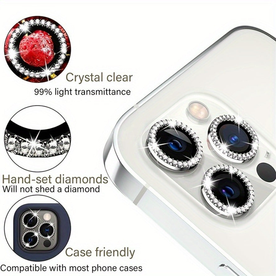 9H tempered glass camera lens protector for iPhone models 11-16.