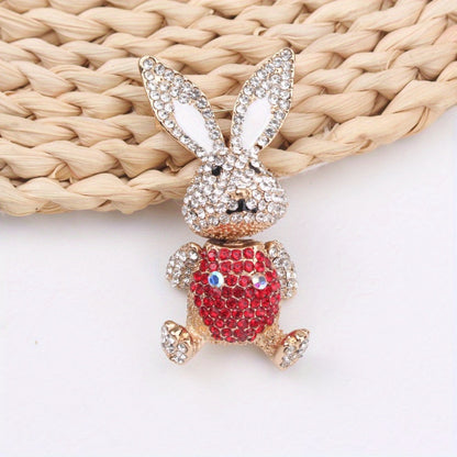 Chic and Adorable Rabbit Brooch, Sparkling Rhinestone Fashion Pin, Unique and Customizable Women's Accessory, Trendy Addition to Outfit, Perfect for Wedding Party or Gift Giving