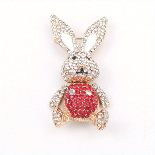 Chic and Adorable Rabbit Brooch, Sparkling Rhinestone Fashion Pin, Unique and Customizable Women's Accessory, Trendy Addition to Outfit, Perfect for Wedding Party or Gift Giving