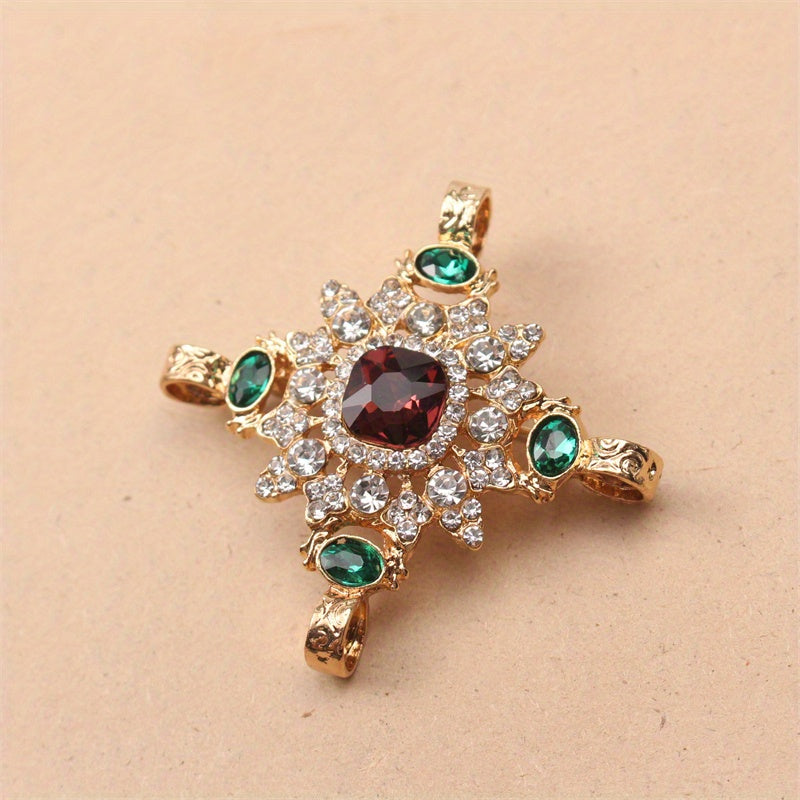 Elegant pin accessory with vintage Baroque design, featuring a rhinestone cross court brooch that exudes personality and temperament, making it the perfect gift for someone special.