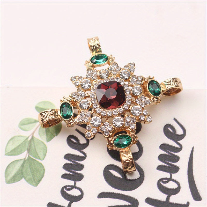 Elegant pin accessory with vintage Baroque design, featuring a rhinestone cross court brooch that exudes personality and temperament, making it the perfect gift for someone special.