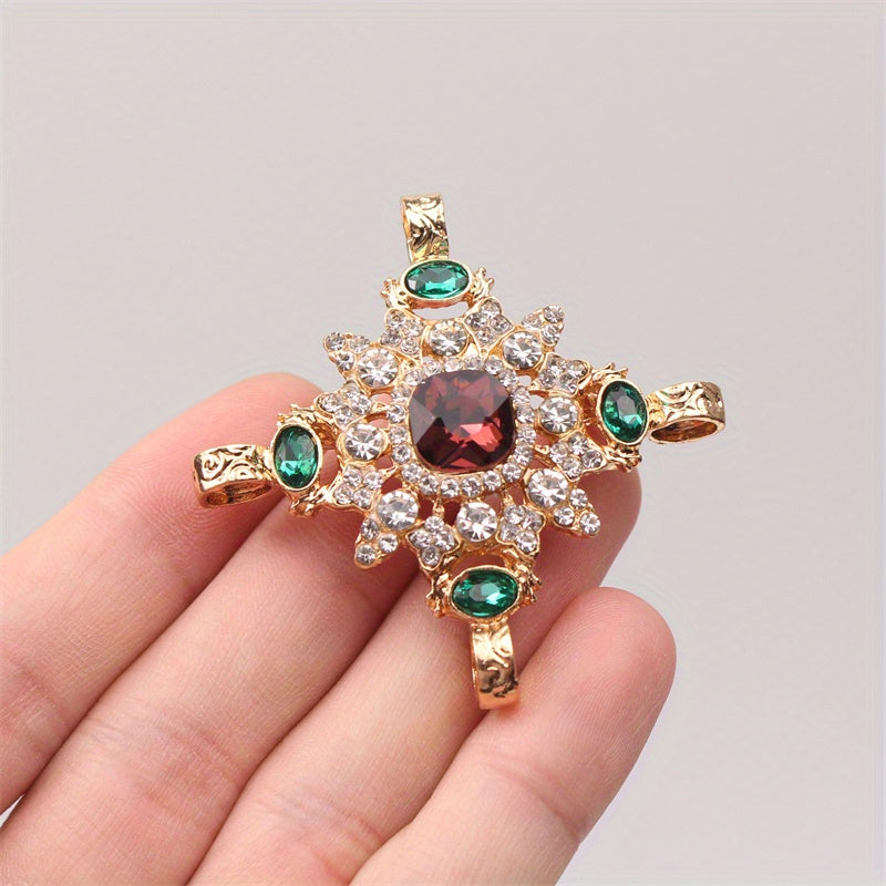 Elegant pin accessory with vintage Baroque design, featuring a rhinestone cross court brooch that exudes personality and temperament, making it the perfect gift for someone special.