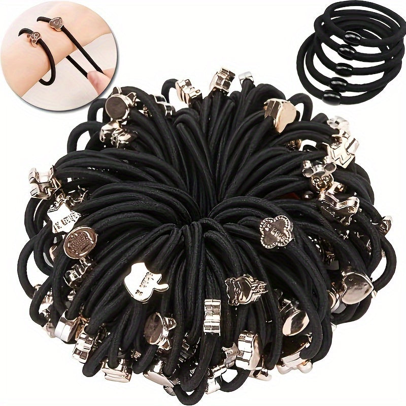 50 simple elastic hair ties for girls with thick hair; ideal gifts.