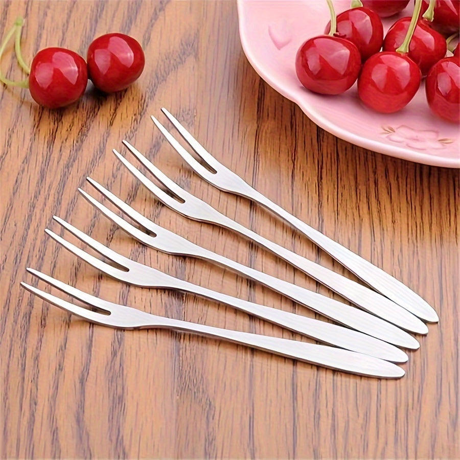 Set of 10 stainless steel dessert forks for kitchen and dining use