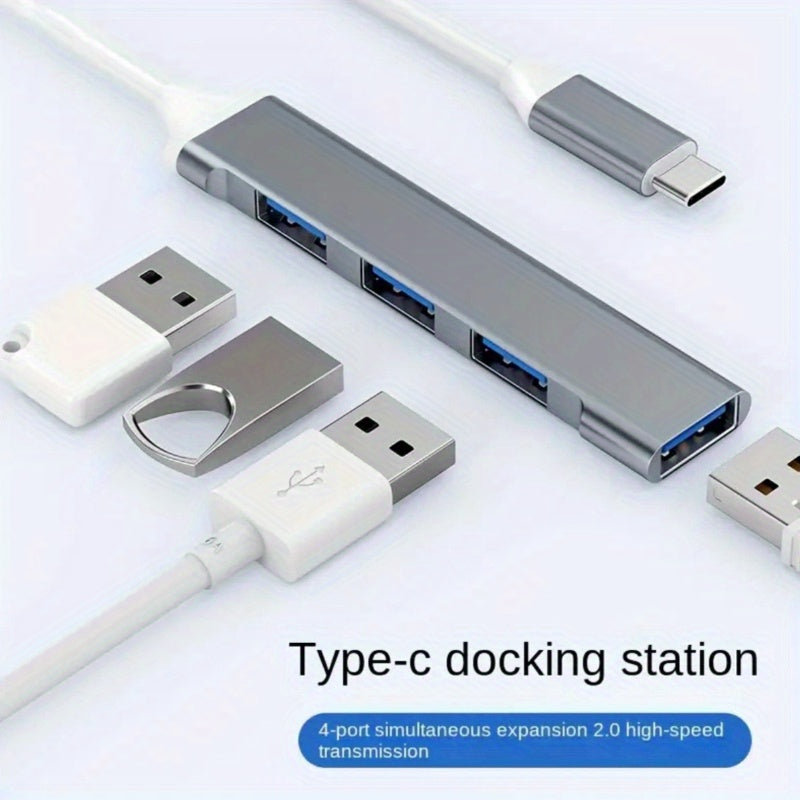 4-in-1 USB C hub with quad-port, high-speed data transfer and charging. Compatible with MacBook, Mac Pro, Mac Mini, iMac, Surface Pro, XPS, PC, flash drives, and mobile hard drives.