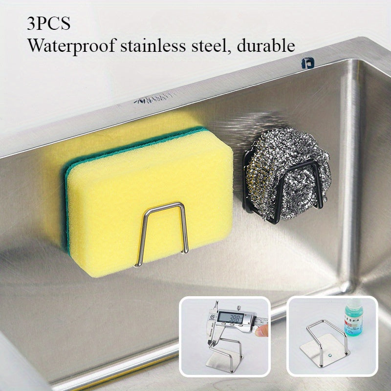 304 Stainless Steel Sponge Shelf for Kitchen Sink with Non-Perforated Design - Ideal for Organizing Steel Ball, Cloth, and Drain Items