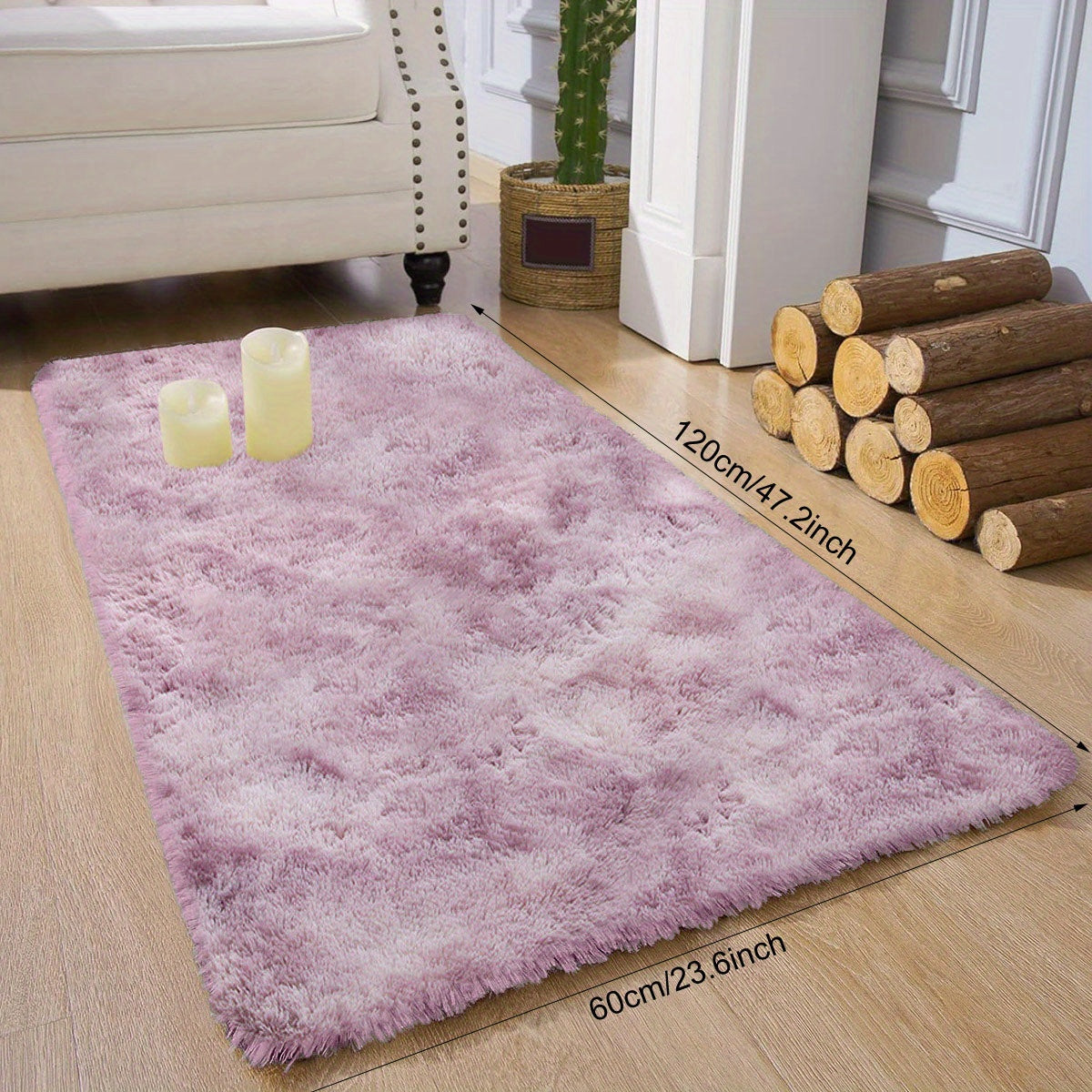 Luxurious Plush PV Pile Mat - Scandinavian Style, Cozy & Stain-Resistant, Ideal for Bedroom & Living Room, Soft Polyester, Non-Slip, Easy to Clean, Multiple Colors Available, Ideal Living Room Rug