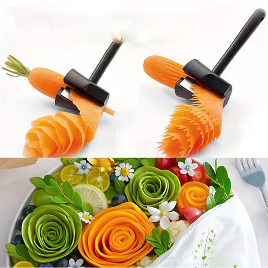 One-piece Stainless Steel Handheld Vegetable Spiralizer - Ideal for Unique Garnishes and Easy Cutting of Carrots, Cucumbers, and Various Fruits in the Kitchen