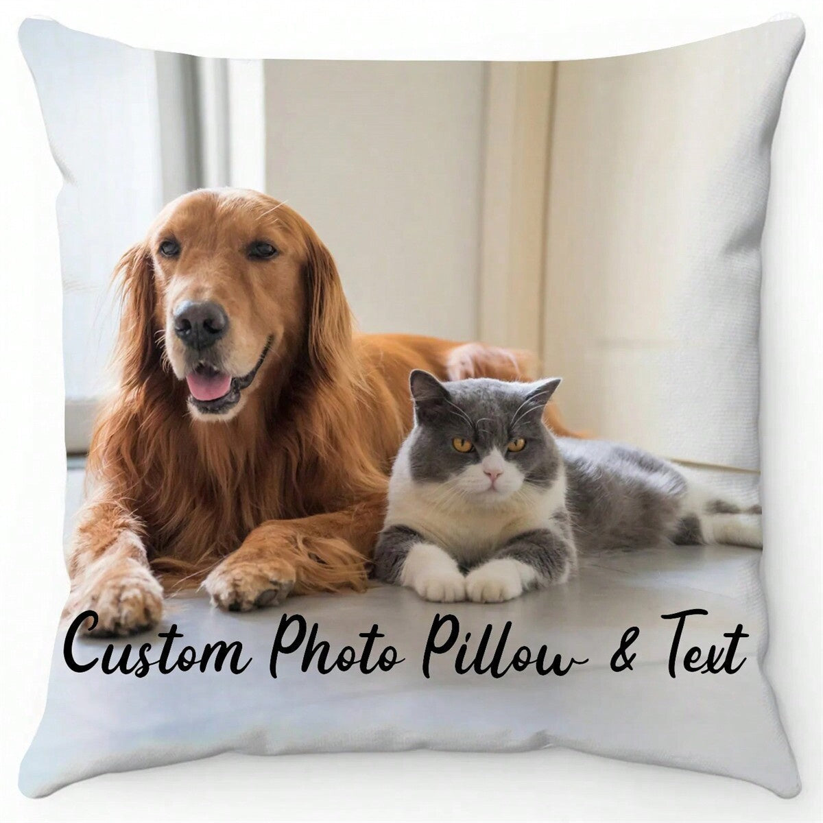 Personalized Photo Pillowcase - Single Custom Peach Skin Cushion Cover with Personalized Print - Perfect for Family, Pets, Special Events, Home & Party Decor - Made of Polyester, Woven Fabric