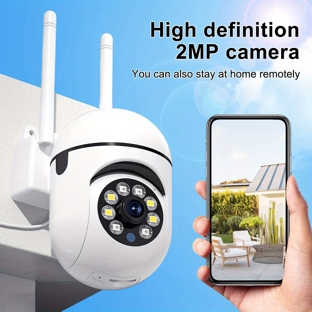 White 2pc Set Full HD 1080P Wireless IP Security Camera with Long-Distance 2.4G WiFi, Night Vision, Remote Monitoring App, Two-Way Voice Communication, Motion Detection, Real-Time Alarm for Home and Commercial Use, WJG