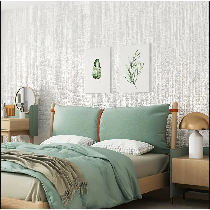 2 rolls of 10 meters linen pattern wall stickers: DIY 3D self-adhesive wallpaper, waterproof and suitable for various rooms.