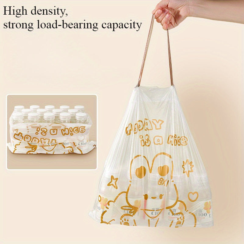 Household Kitchen Drawstring Garbage Bag with Printed Design, Enhanced Capacity, Thickened Material, and Secure Seal