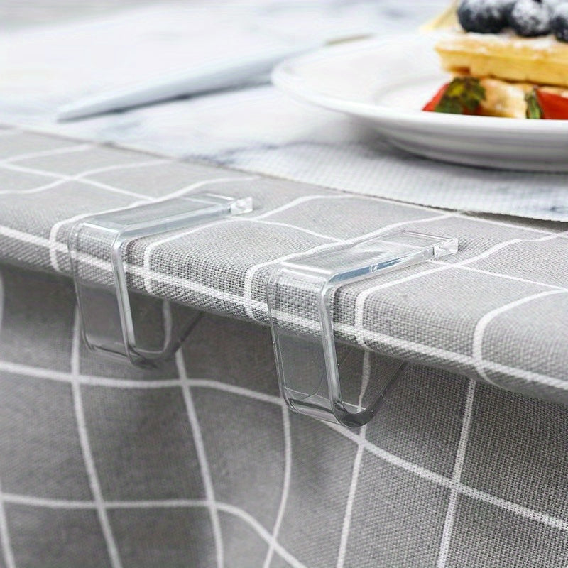 Tablecloth Fixing Clips Set - Includes 6 Transparent Clips for Securely Anchoring Tablecloths. Perfect for Kitchen, Household Use, and Anti-Slip Fixation. Ideal for Restaurants, Christmas Parties, and Desktops. A Must-Have Tablecloth Tool.