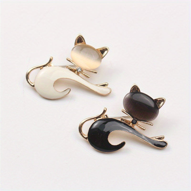 Irregular Animal Shaped Enamel Kitten Brooch in a Cute and Simple Style, made of Alloy and Enamel Material. A Novelty Fashion Accessory for Women, This Personalized Gift Pin is perfect for adding a touch of fun to any outfit.