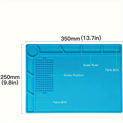 High-Density Silicone Electronics Soldering Mat - Heat Resistant, Anti-Corrosion with Magnetic Positioning, Ideal for Phone & Computer Repairs | Durable, Non-Slip, Easy to Clean