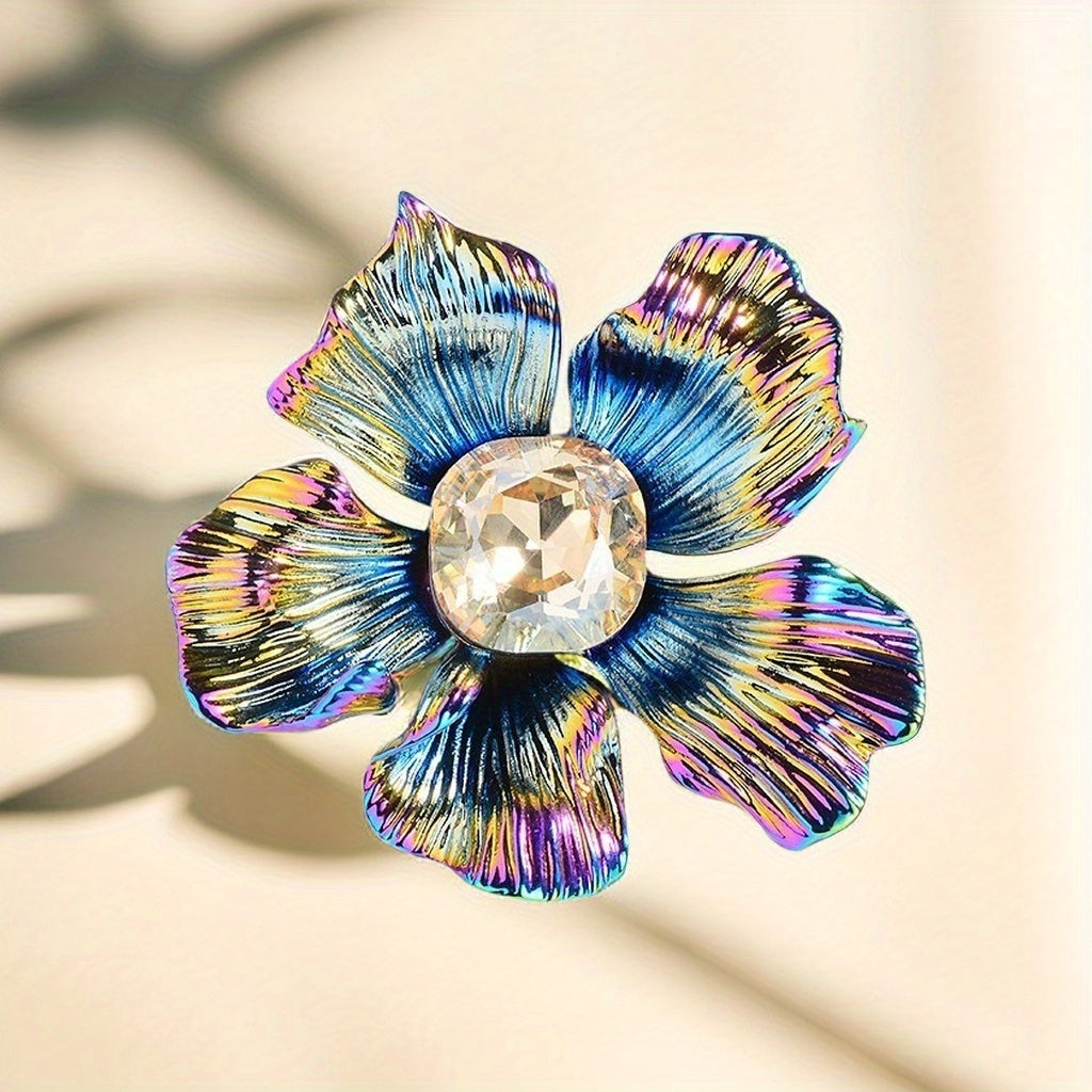 Stunning Crystal Flower Brooch Pin for Women, Beautiful Floral Pin Badges with Vibrant Colors, Elegant Fashion Accessories