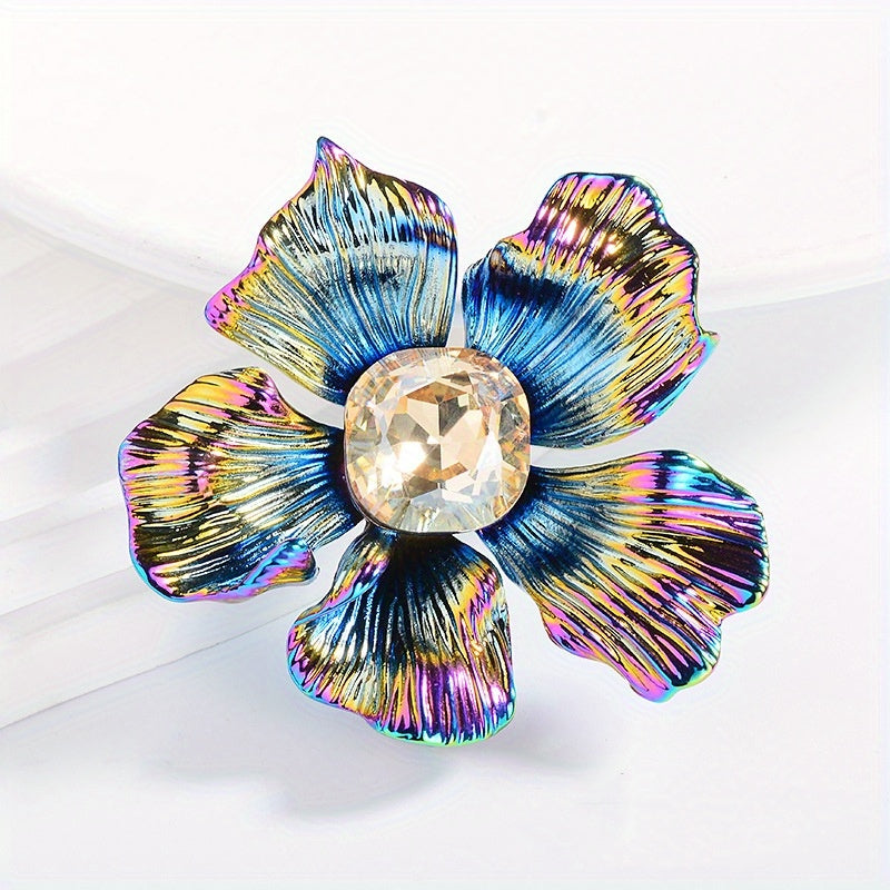 Stunning Crystal Flower Brooch Pin for Women, Beautiful Floral Pin Badges with Vibrant Colors, Elegant Fashion Accessories