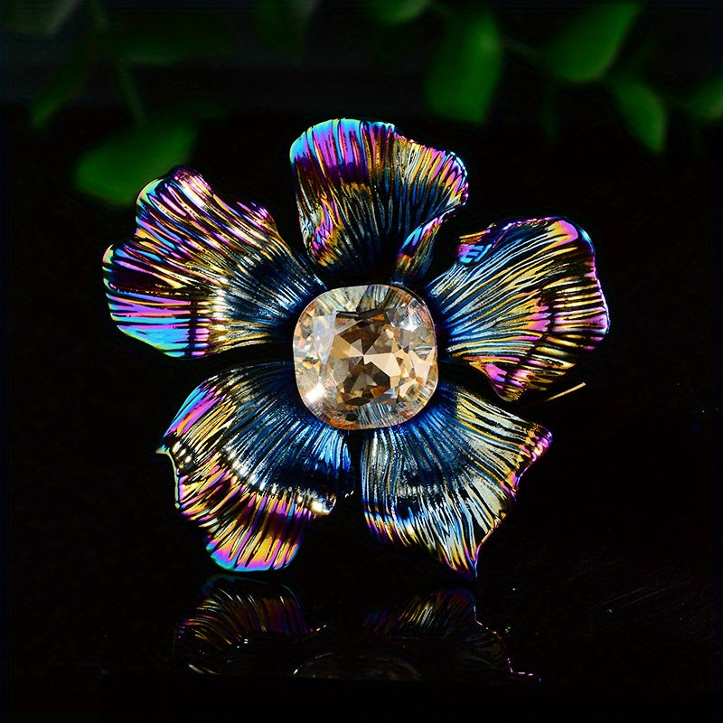 Stunning Crystal Flower Brooch Pin for Women, Beautiful Floral Pin Badges with Vibrant Colors, Elegant Fashion Accessories