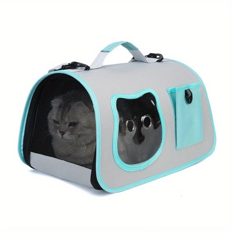 1pc WhiskerWonders Portable Cat Carrier Bag, Polyester Soft-Sided Pet Travel Tote with Zipper Closure for Cats and Small Dogs