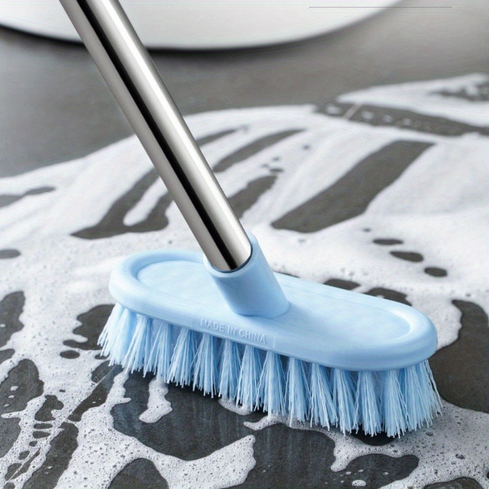 This floor brush features thick bristles and a tail hanging hole for easy storage. The 45° inclination allows for proper drainage and ideal household cleaning of countertops, glass, floors, stains, and hard-to-reach corners. Its flexibility makes it