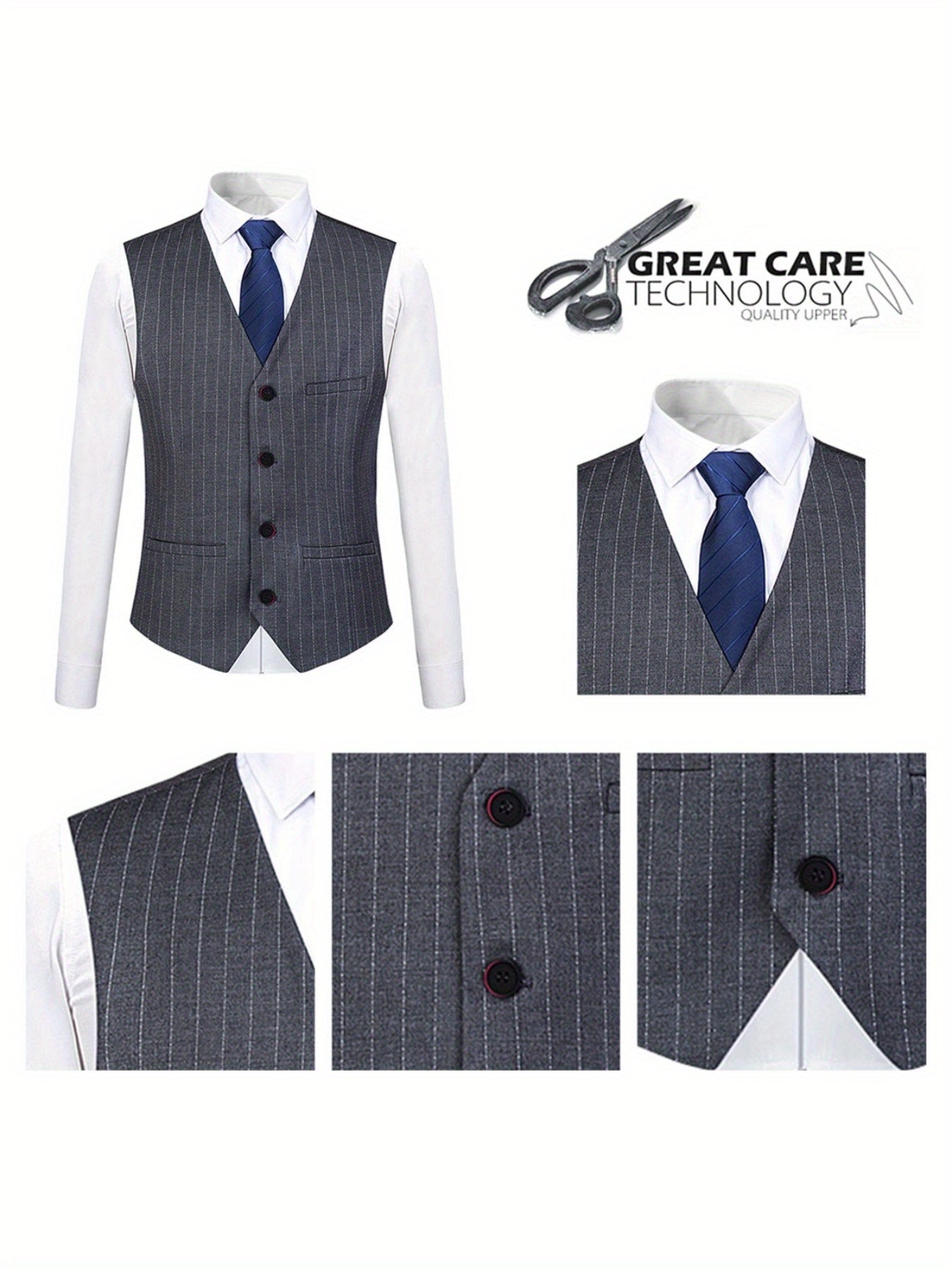 Men's striped three-piece set with plaid suit for weddings and parties.