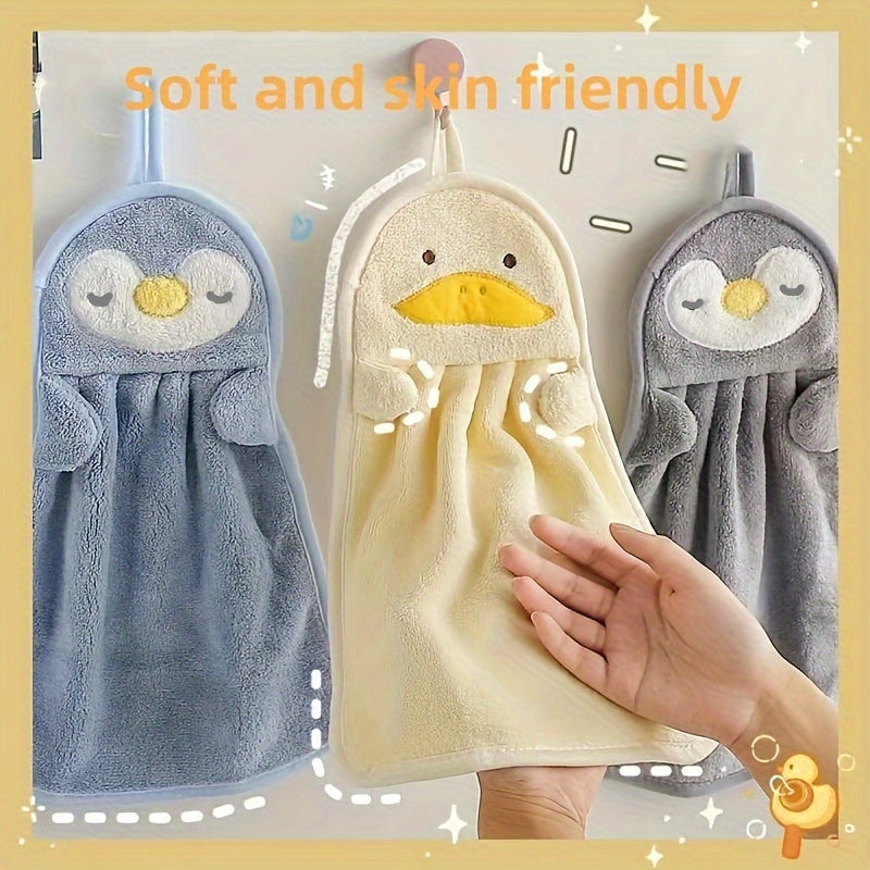 1pc Cute Cartoon Hand Towel: Soft, Absorbent, and Multifunctional for Household Cleaning and Bathroom Use.