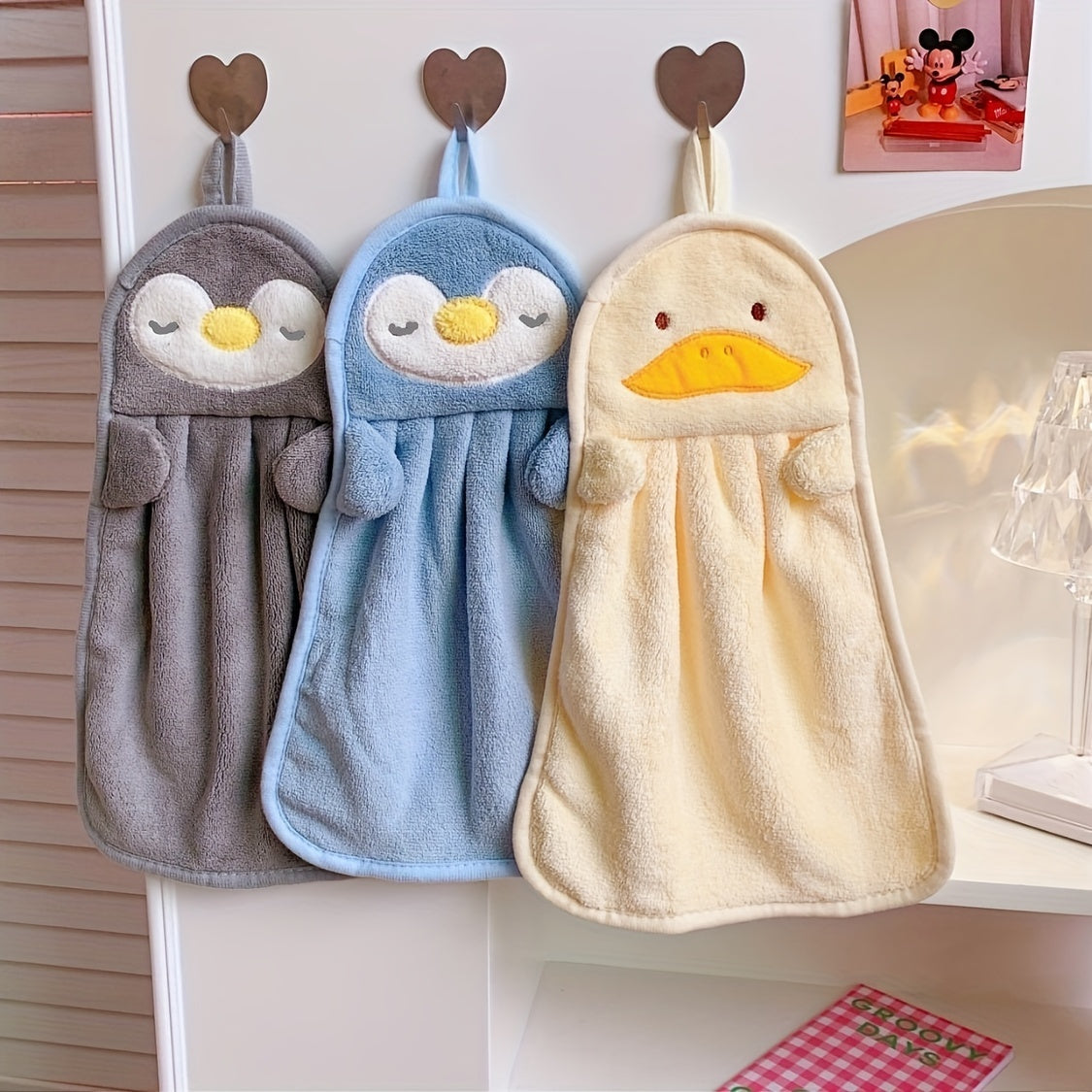 1pc Cute Cartoon Hand Towel: Soft, Absorbent, and Multifunctional for Household Cleaning and Bathroom Use.