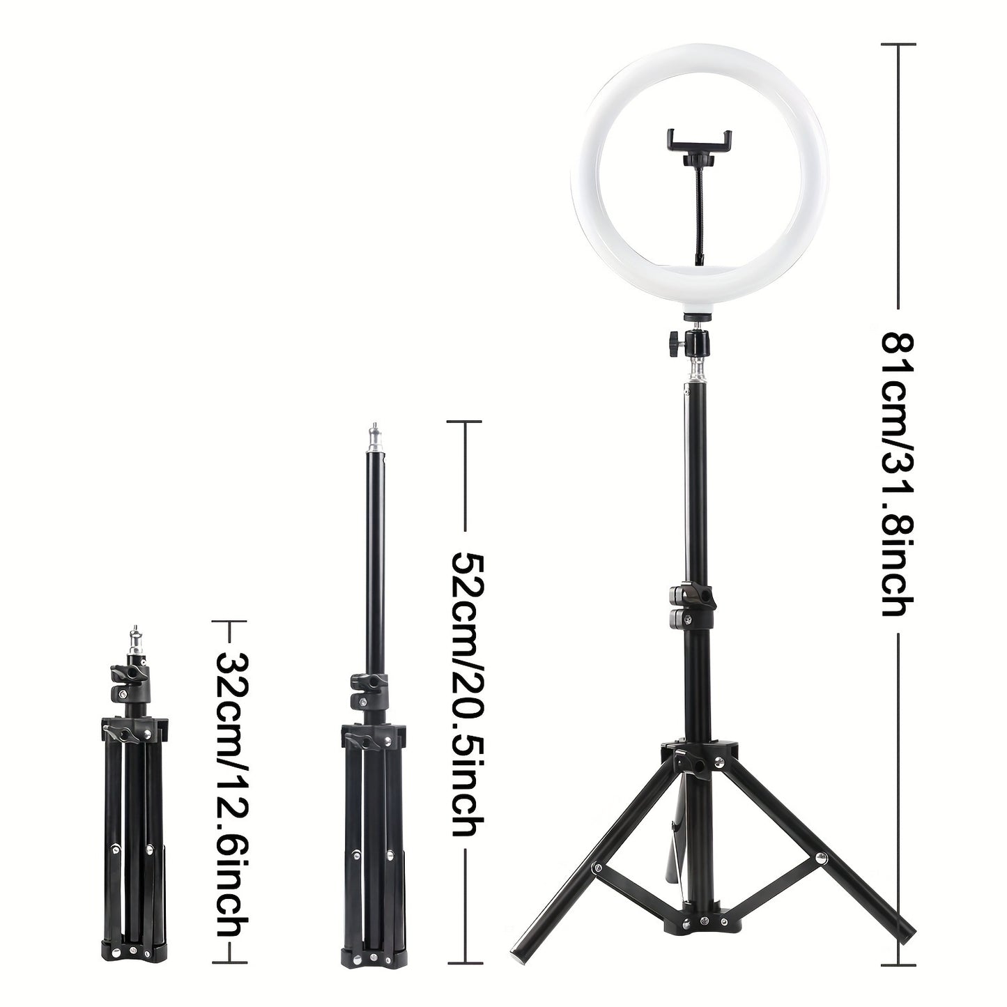 10" LED ring light kit with tripod stand, USB powered for selfies, live streaming, photography, vlogging, and makeup.