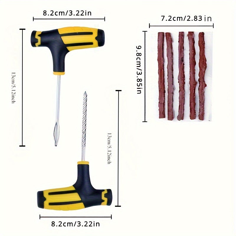 Car Tire Repair Kit with Tools, Patches, and Sealant for Quick Fixes. Easy-to-Use.