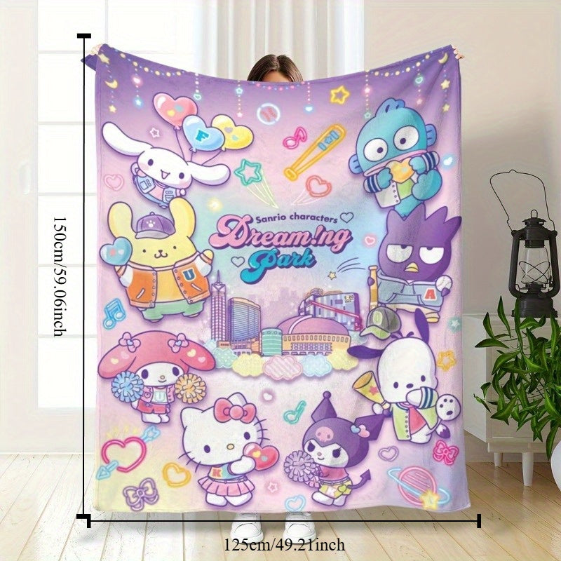 Stay warm and stylish with the Sanrio Hello Kitty Throw Blanket! This cozy and lightweight blanket is perfect for office naps and can be used in all seasons. Featuring a bohemian style design, this blanket is great for keeping you comfortable in air