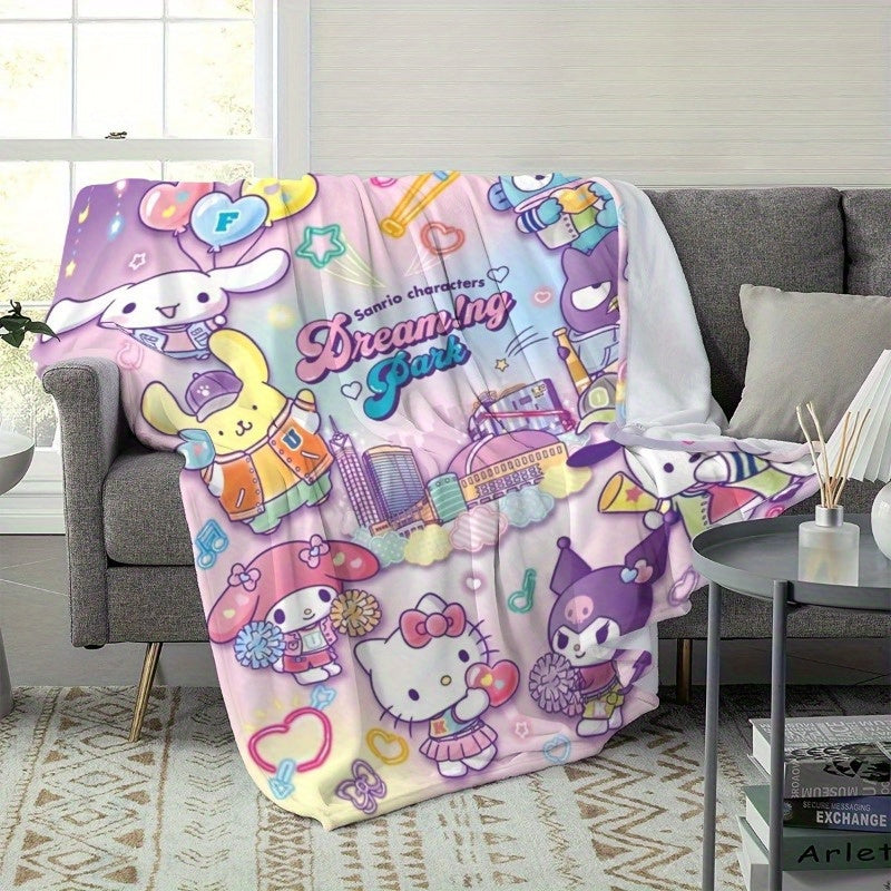 Stay warm and stylish with the Sanrio Hello Kitty Throw Blanket! This cozy and lightweight blanket is perfect for office naps and can be used in all seasons. Featuring a bohemian style design, this blanket is great for keeping you comfortable in air