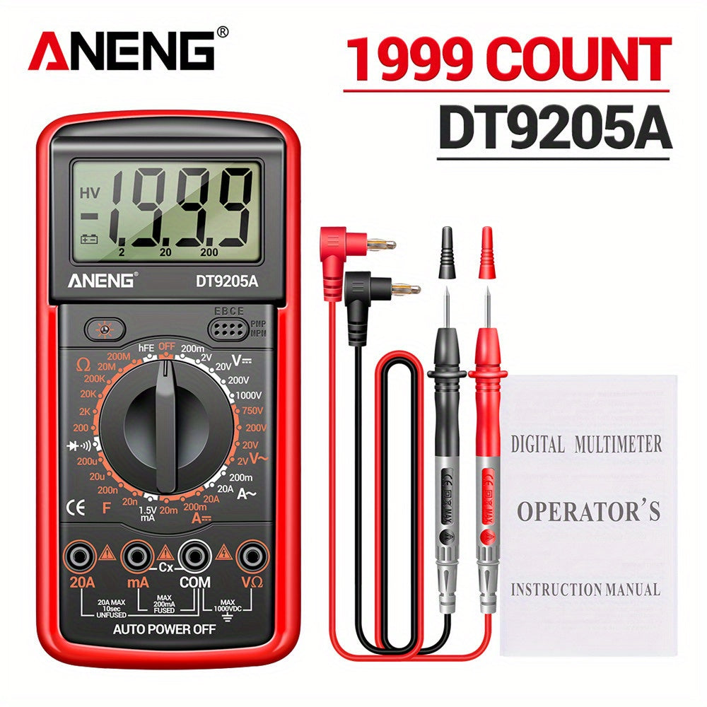 ANENG DT9205A-12 Digital Multimeter for Voltage, Current, and Electrical Testing with Analog Meter