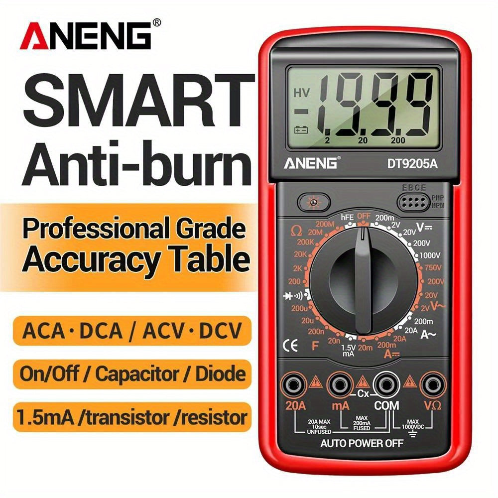 ANENG DT9205A-12 Digital Multimeter for Voltage, Current, and Electrical Testing with Analog Meter