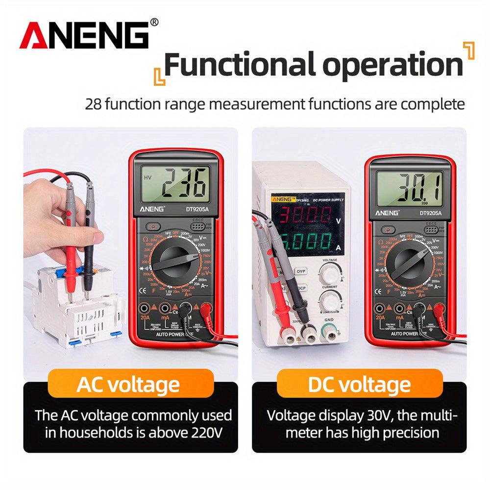 ANENG DT9205A-12 Digital Multimeter for Voltage, Current, and Electrical Testing with Analog Meter