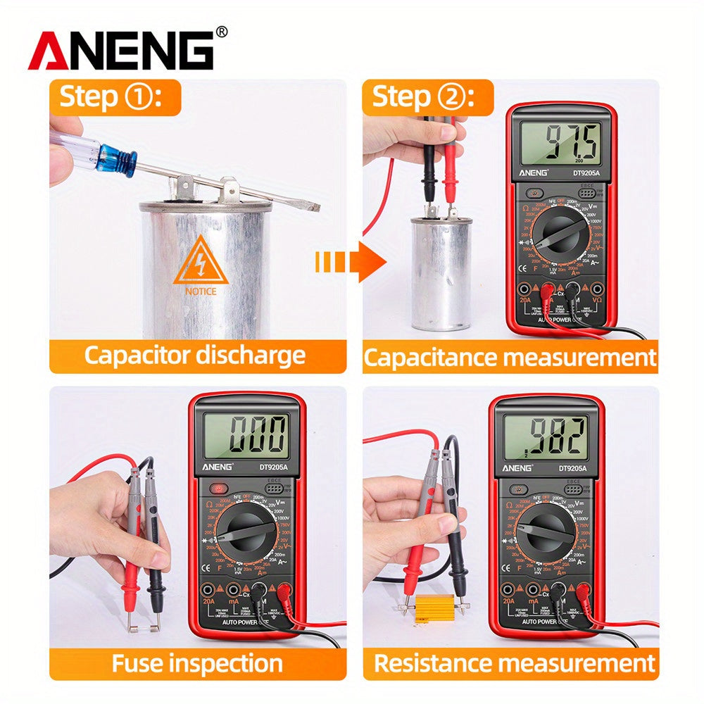 ANENG DT9205A-12 Digital Multimeter for Voltage, Current, and Electrical Testing with Analog Meter