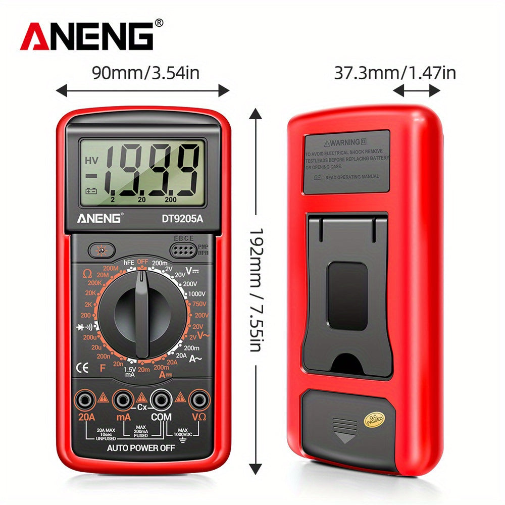 ANENG DT9205A-12 Digital Multimeter for Voltage, Current, and Electrical Testing with Analog Meter