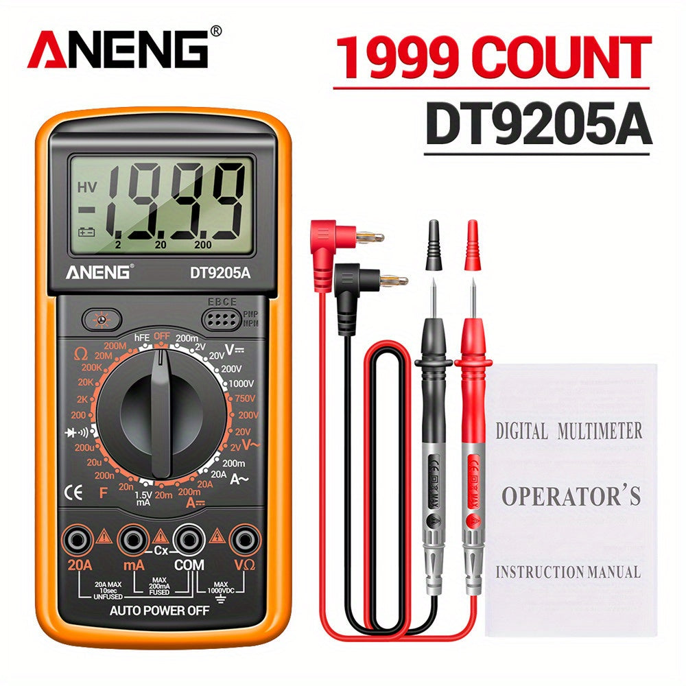 ANENG DT9205A-12 Digital Multimeter for Voltage, Current, and Electrical Testing with Analog Meter