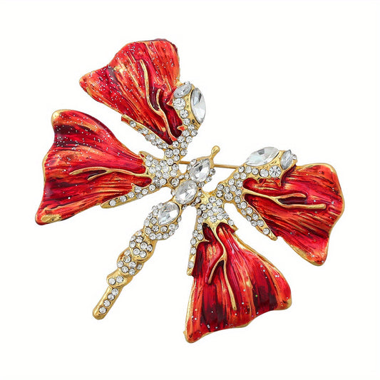 Vintage and elegant, this enamel butterfly brooch set is adorned with sparkling rhinestones. Perfect for weddings and formal events, this versatile fashion accessory makes a perfect Christmas gift. This women's novelty pin is a must-have for any jewelry