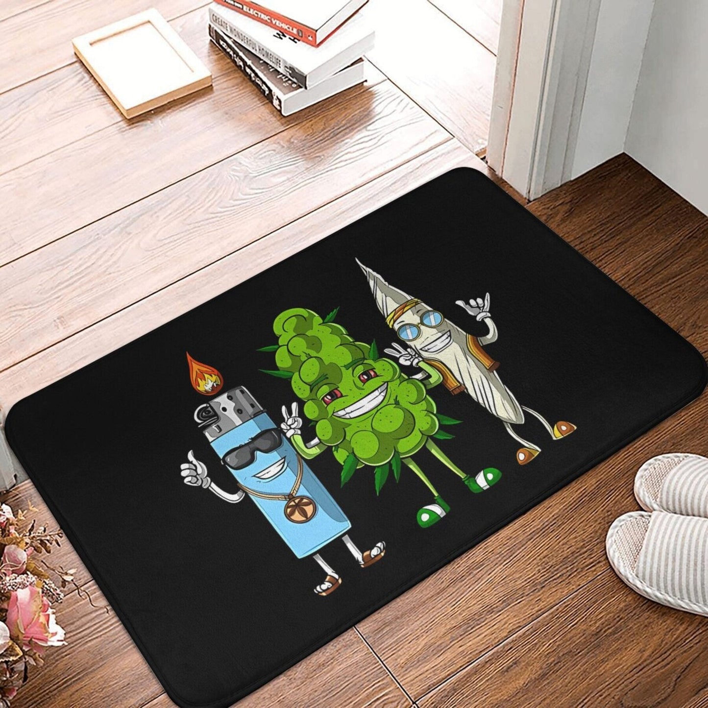 Weed Bud Joint Lighter Design Non-Slip Bathroom Mat features a 1pc design. This Machine Washable Polyester Lightweight Rectangle Mat is perfect for Bedroom or Home Decor. It is also a Welcome Doormat that is functional and stylish.