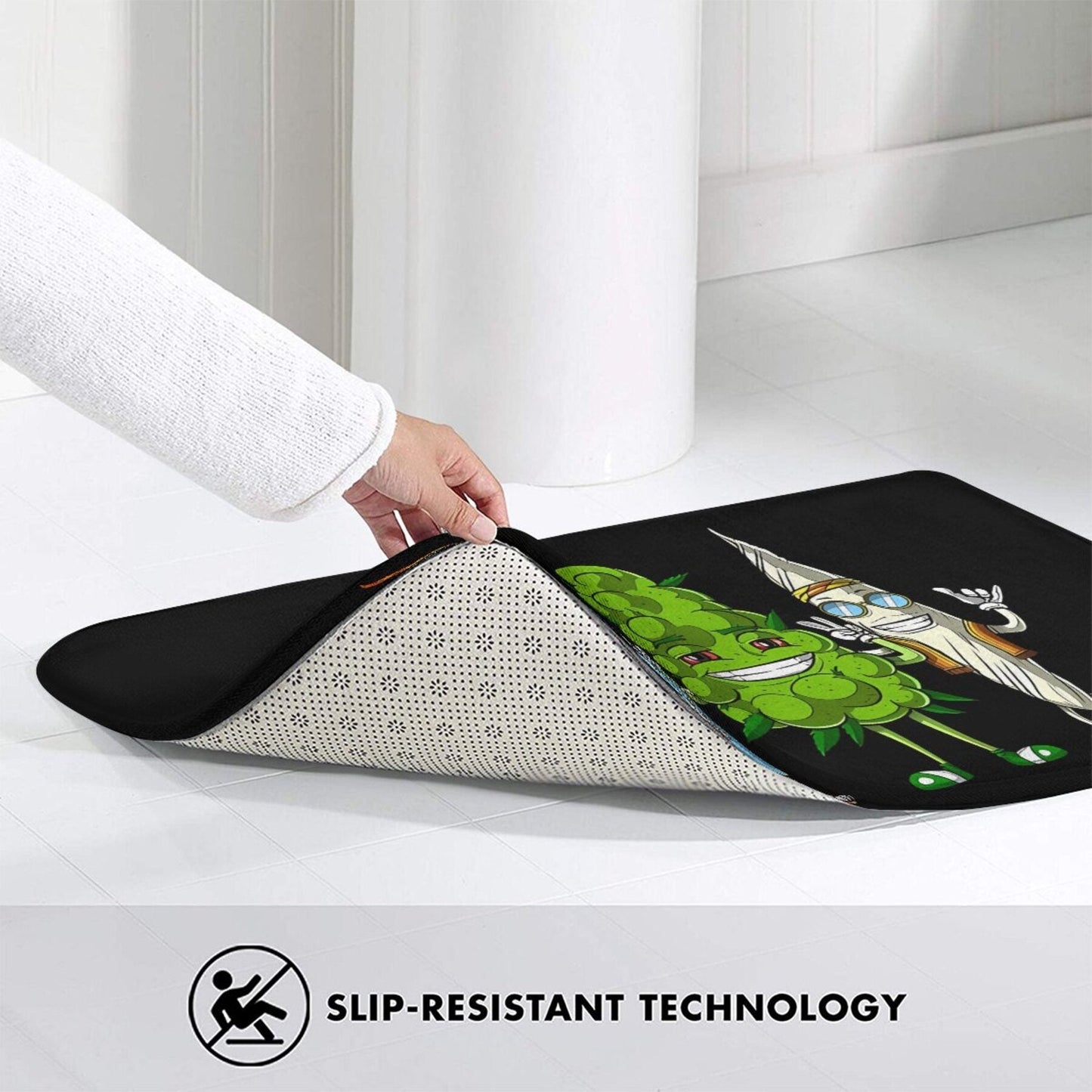 Weed Bud Joint Lighter Design Non-Slip Bathroom Mat features a 1pc design. This Machine Washable Polyester Lightweight Rectangle Mat is perfect for Bedroom or Home Decor. It is also a Welcome Doormat that is functional and stylish.