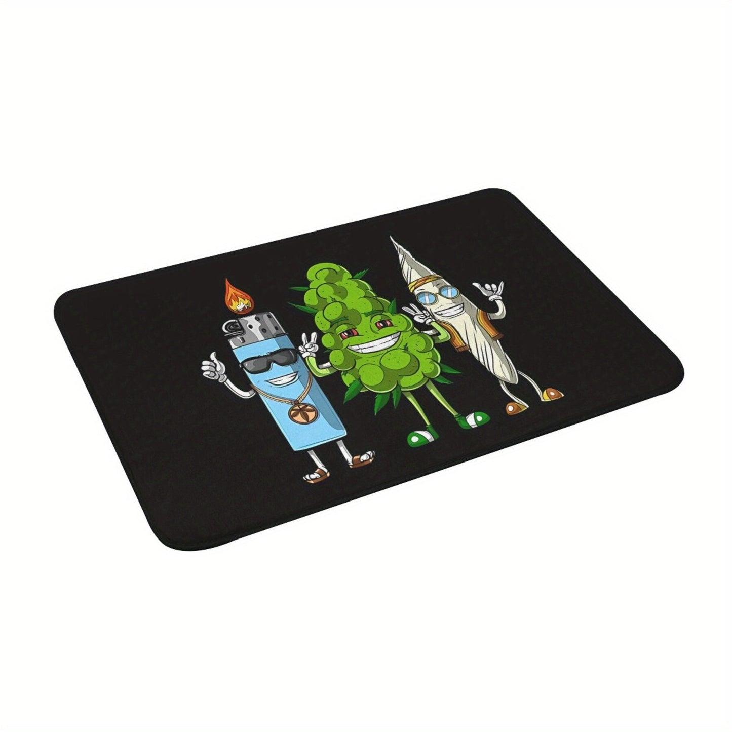 Weed Bud Joint Lighter Design Non-Slip Bathroom Mat features a 1pc design. This Machine Washable Polyester Lightweight Rectangle Mat is perfect for Bedroom or Home Decor. It is also a Welcome Doormat that is functional and stylish.