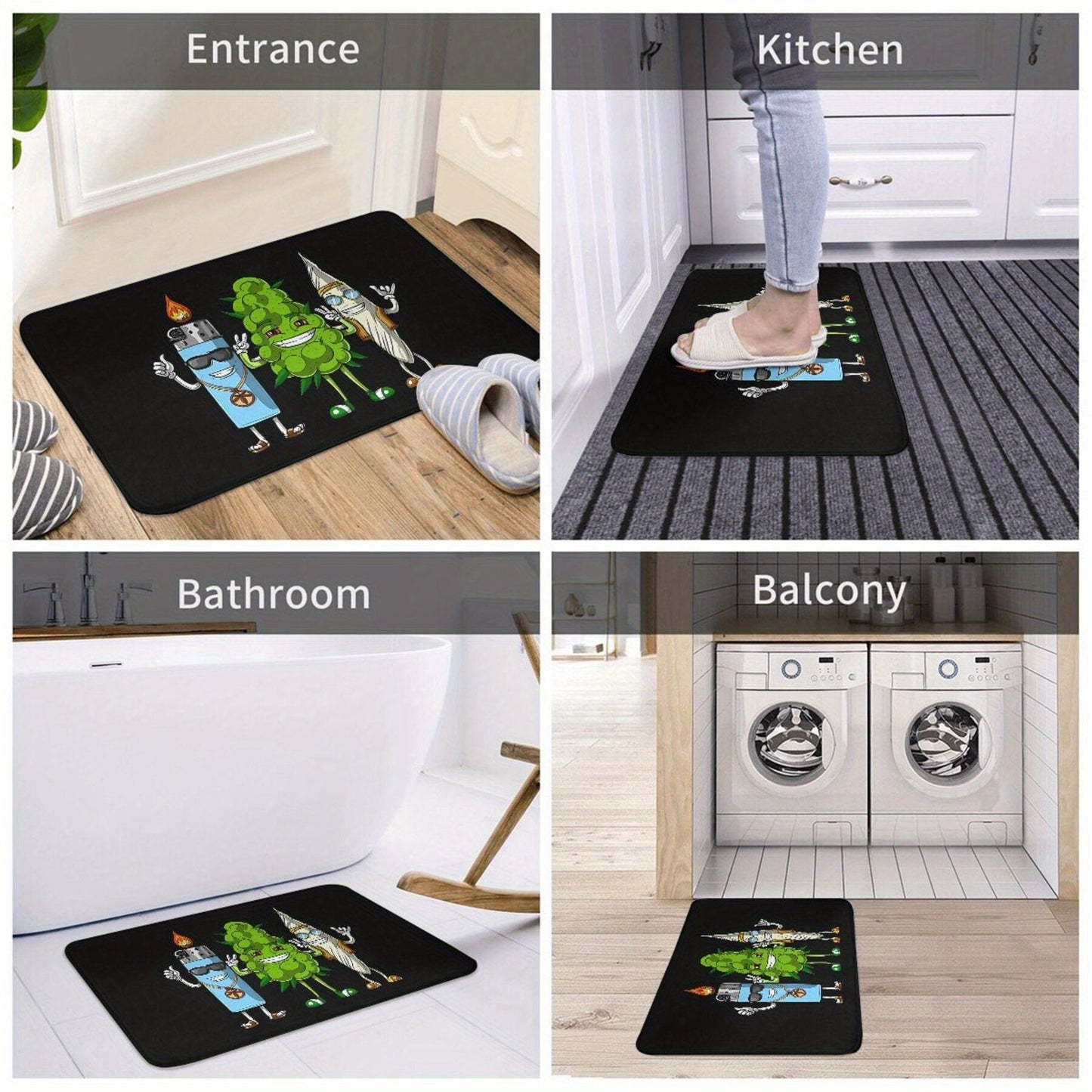 Weed Bud Joint Lighter Design Non-Slip Bathroom Mat features a 1pc design. This Machine Washable Polyester Lightweight Rectangle Mat is perfect for Bedroom or Home Decor. It is also a Welcome Doormat that is functional and stylish.