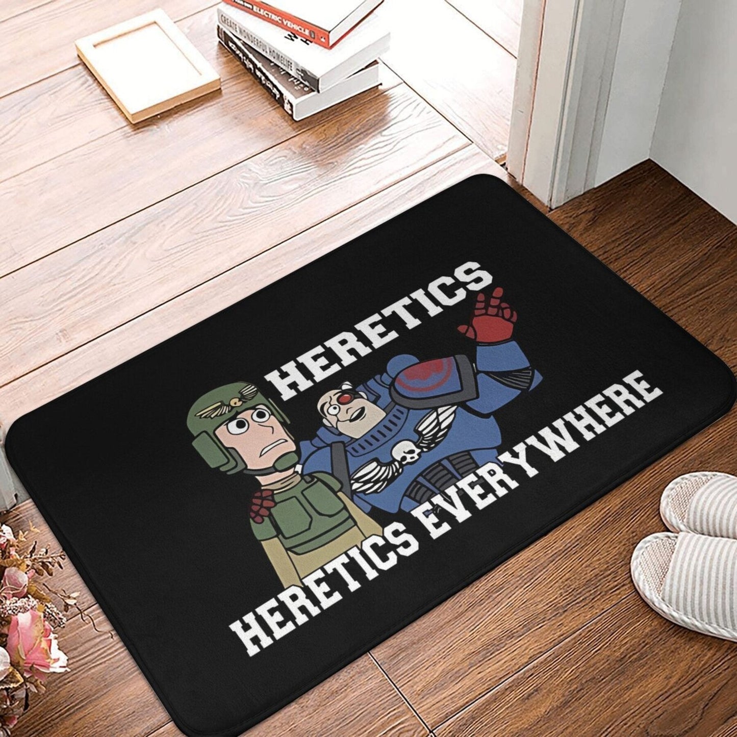 Heretics Abound! 40K Printed Flannel Bath Mat - Easy-to-Clean, Lightweight Doormat for Home Decoration - Machine Washable