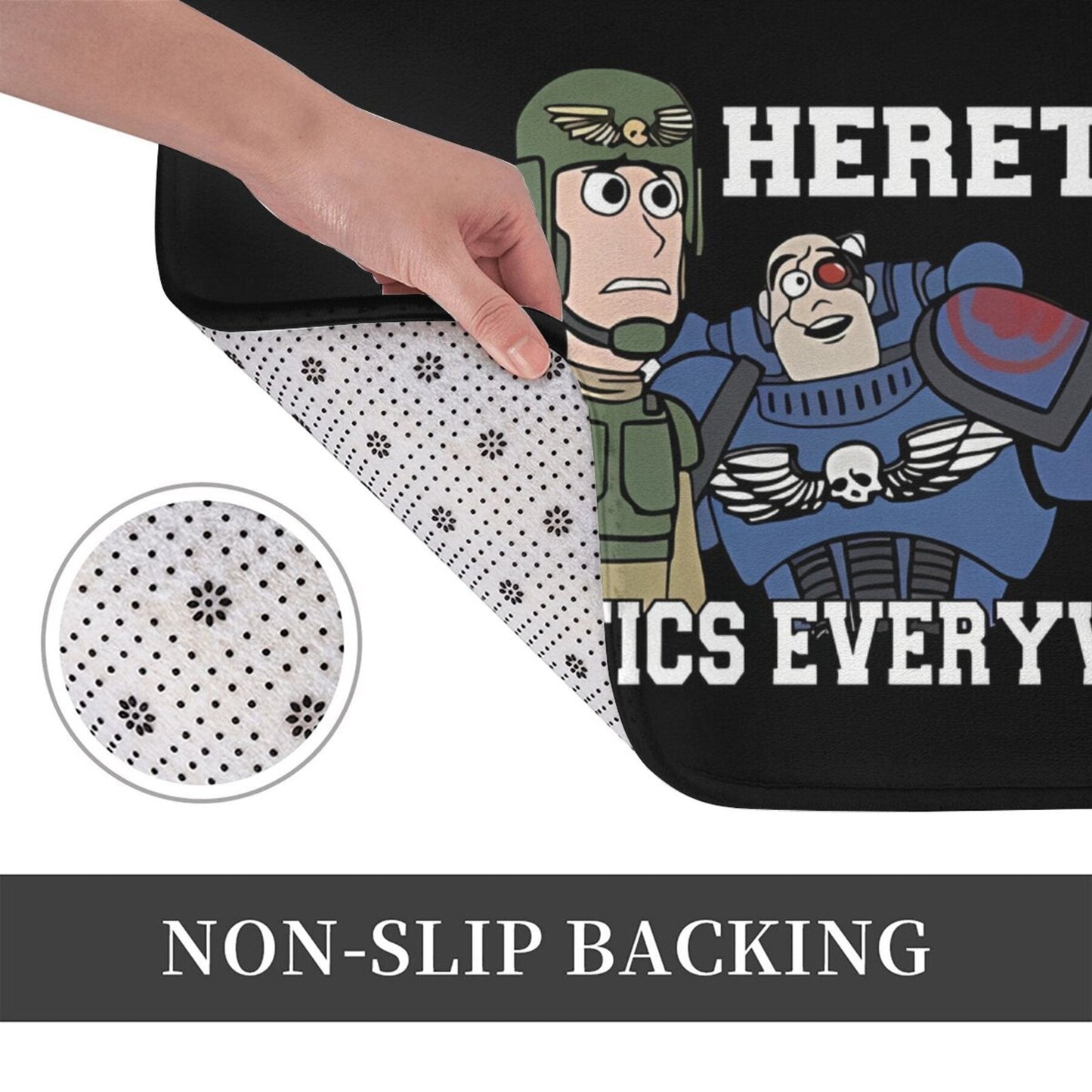 Heretics Abound! 40K Printed Flannel Bath Mat - Easy-to-Clean, Lightweight Doormat for Home Decoration - Machine Washable