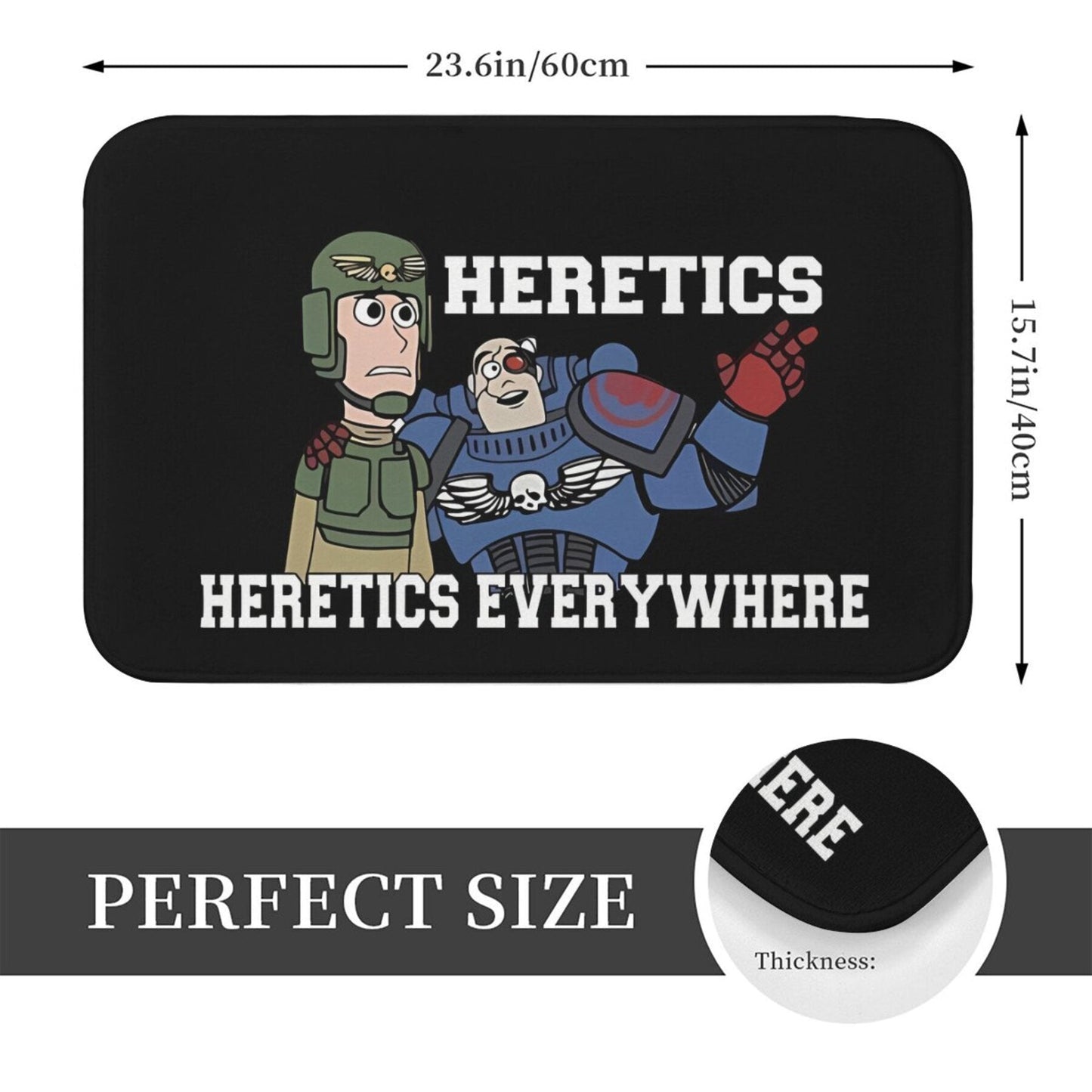 Heretics Abound! 40K Printed Flannel Bath Mat - Easy-to-Clean, Lightweight Doormat for Home Decoration - Machine Washable