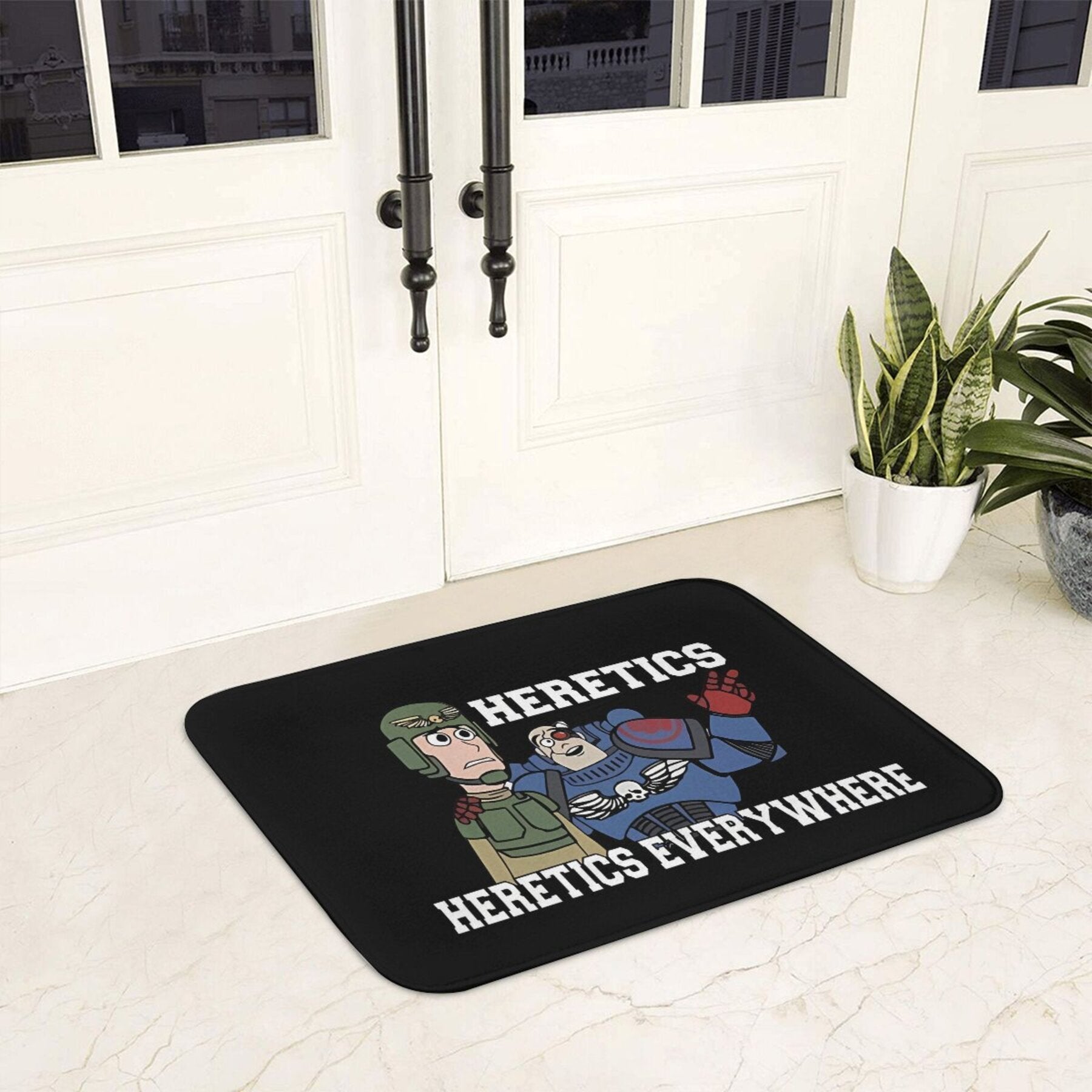 Heretics Abound! 40K Printed Flannel Bath Mat - Easy-to-Clean, Lightweight Doormat for Home Decoration - Machine Washable