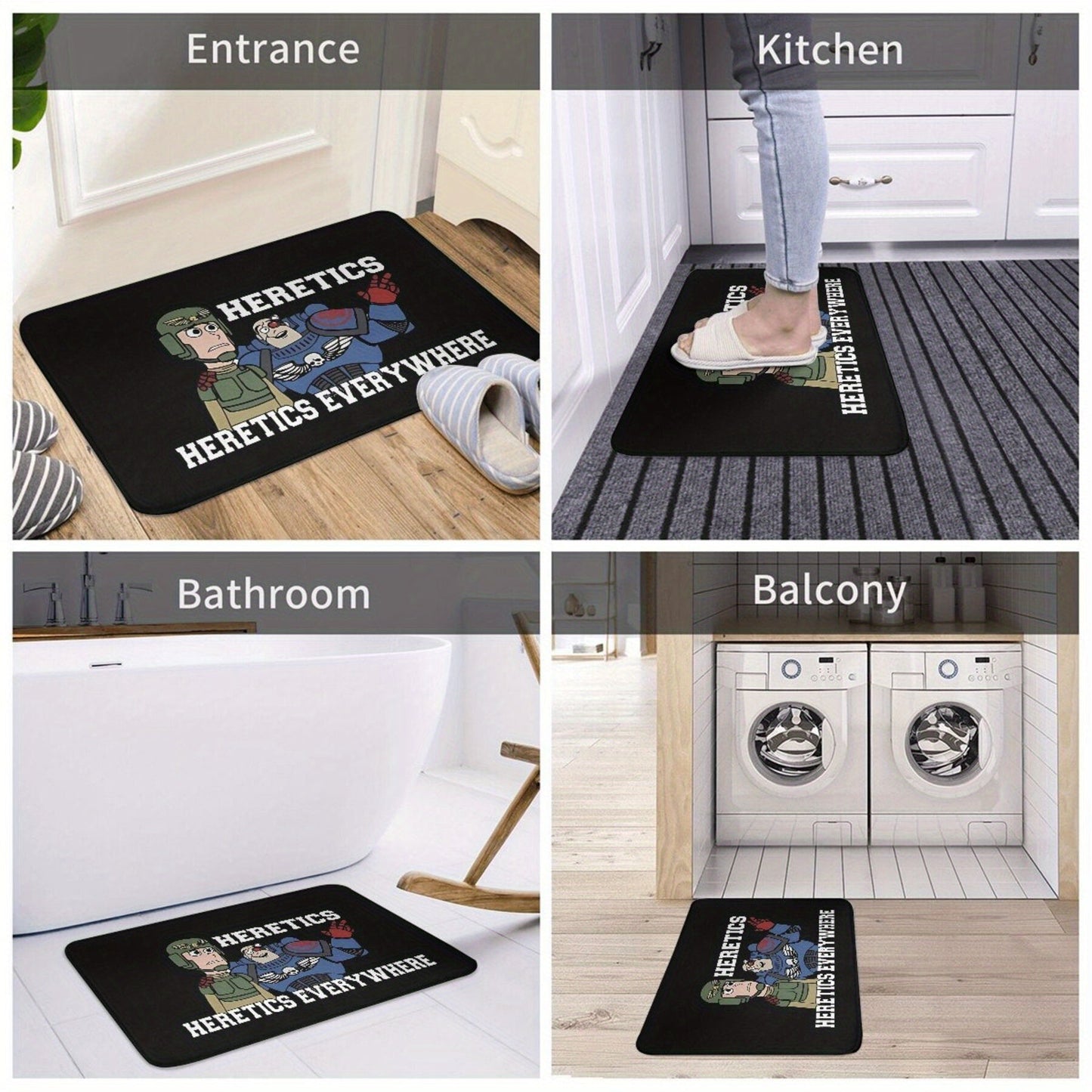 Heretics Abound! 40K Printed Flannel Bath Mat - Easy-to-Clean, Lightweight Doormat for Home Decoration - Machine Washable