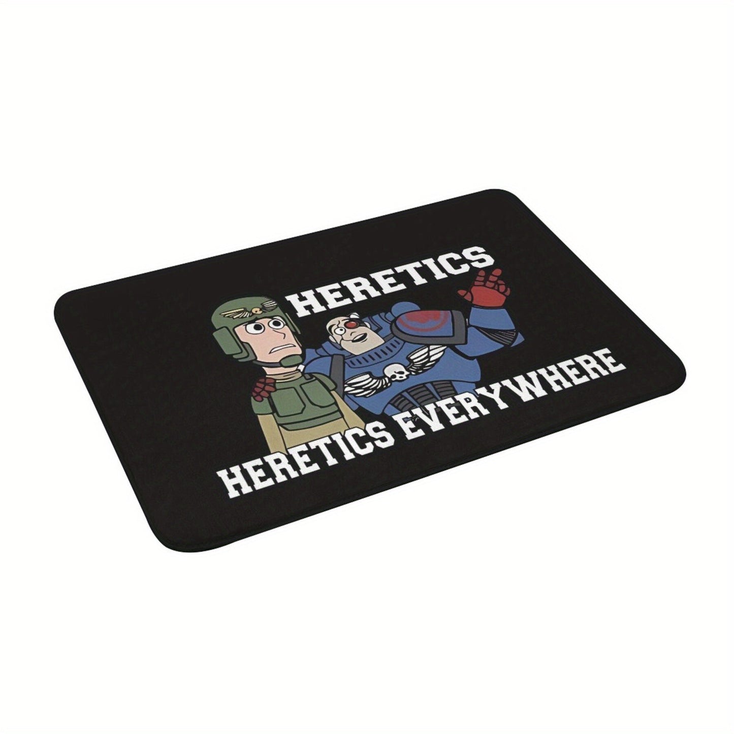 Heretics Abound! 40K Printed Flannel Bath Mat - Easy-to-Clean, Lightweight Doormat for Home Decoration - Machine Washable