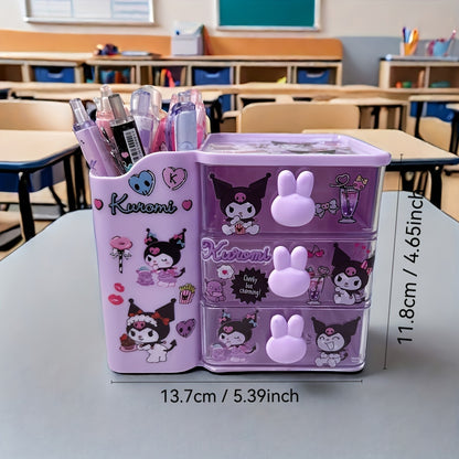 Large capacity desk organizer holds pens and includes DIY stickers for customizable design.